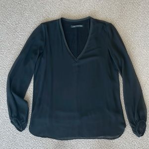 Zara Black V-neck  Chiffon Top